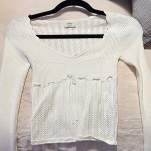 Wilfred Ivory Knit Top with Tie Detail